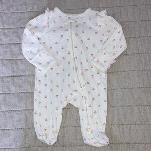 #17. Carter’s Just One You - White Floral Ribbed Footed One-Piece for Baby